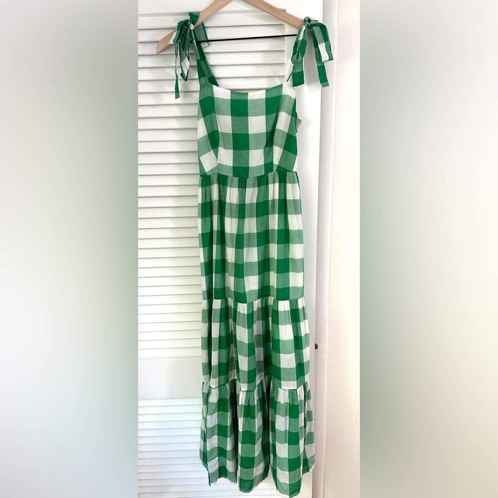Stradivarius ASOS gingham green check maxi dress with tie strap - Picture 9 of 9